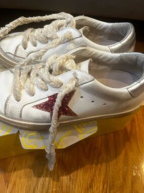 Kids Golden Goose May Sneakers with Pink Glitter Star size IT 30